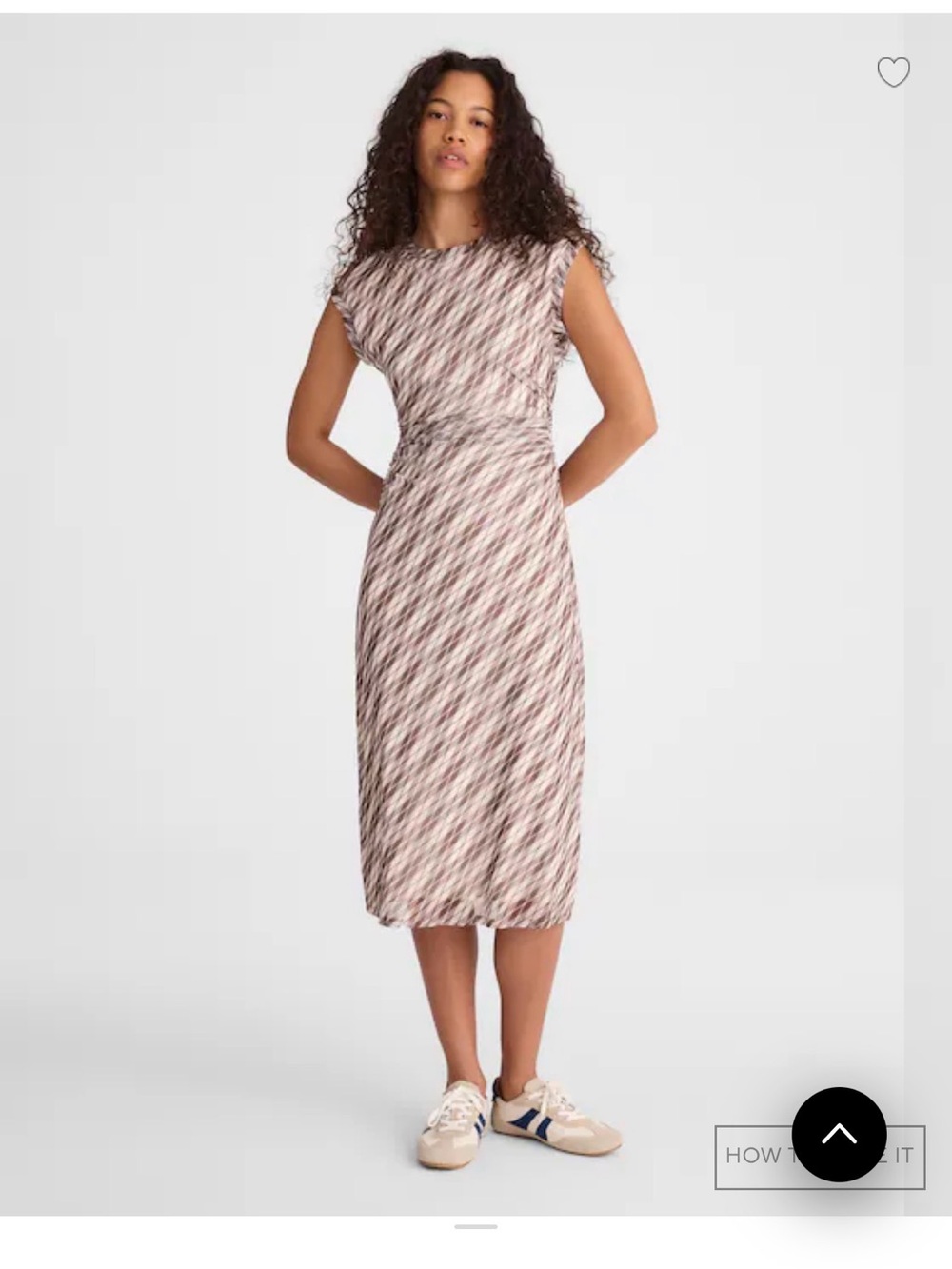 Madewell Brown & Cream Cap Sleeve Midi Dress, size S